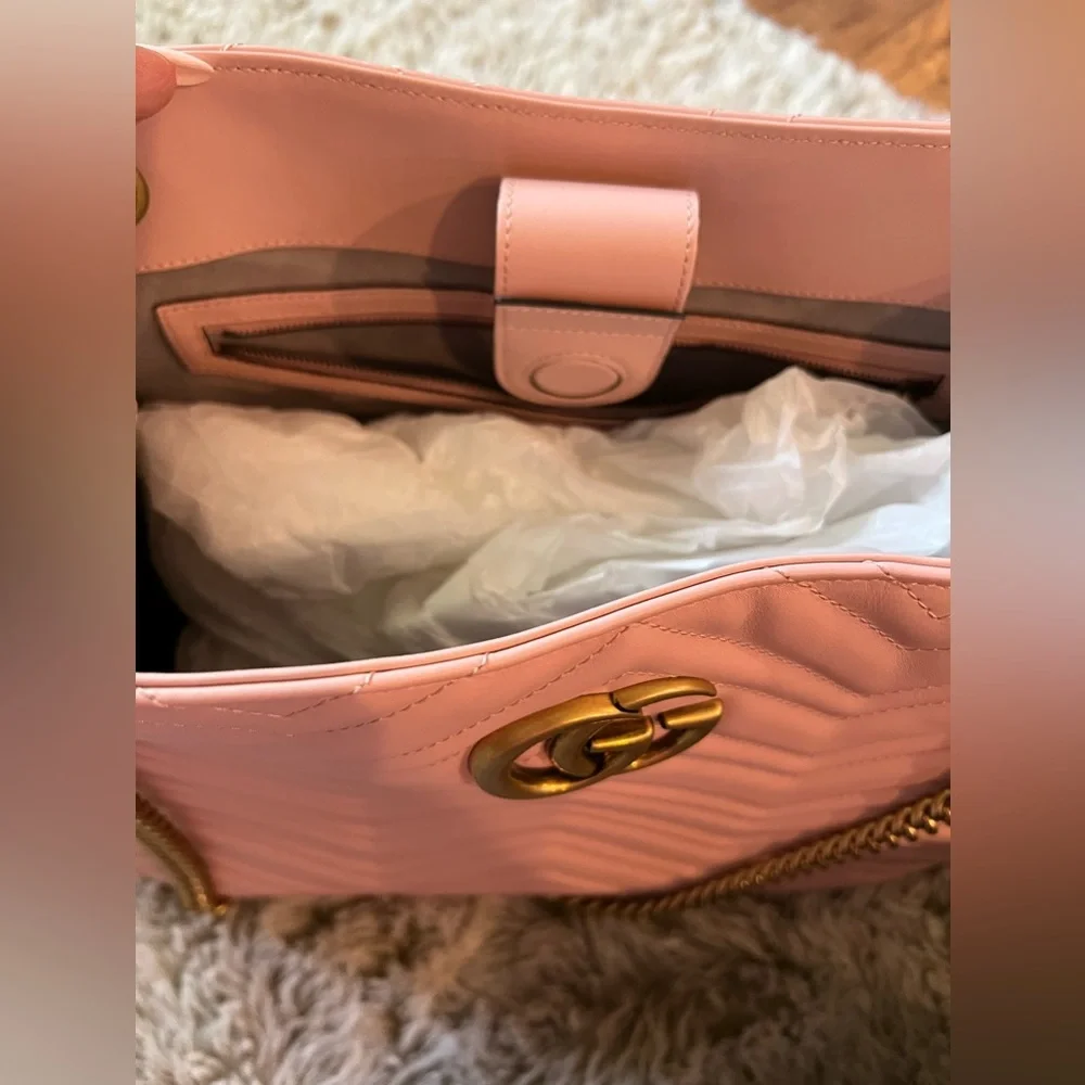 Authentic Gucci Marmont Apollo Chevron Tote Shoulder Crossbody Bag - Picture 5 of 15